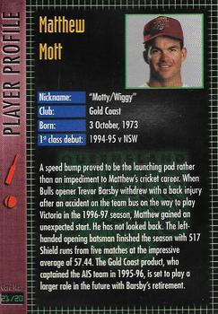 1997-98 Queensland Bulls Cricket #21 Matthew Mott Back