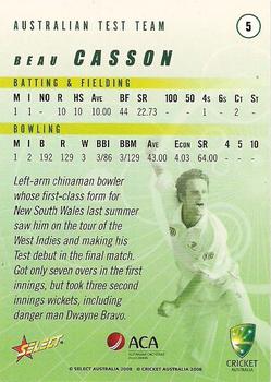 2008-09 Select Cricket Australia #5 Beau Casson Back