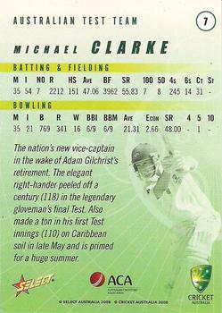 2008-09 Select Cricket Australia #7 Michael Clarke Back