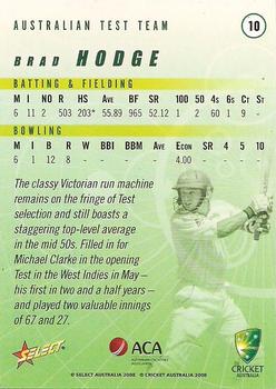 2008-09 Select Cricket Australia #10 Brad Hodge Back