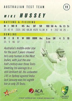 2008-09 Select Cricket Australia #11 Mike Hussey Back