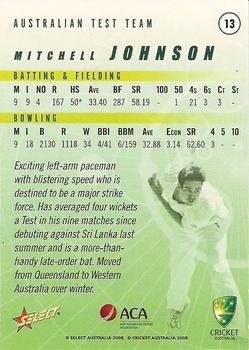 2008-09 Select Cricket Australia #13 Mitchell Johnson Back