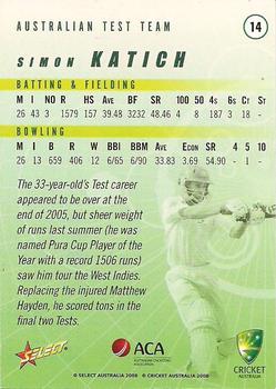 2008-09 Select Cricket Australia #14 Simon Katich Back