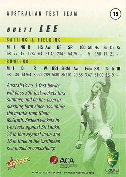 2008-09 Select Cricket Australia #15 Brett Lee Back