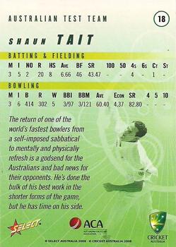 2008-09 Select Cricket Australia #18 Shaun Tait Back