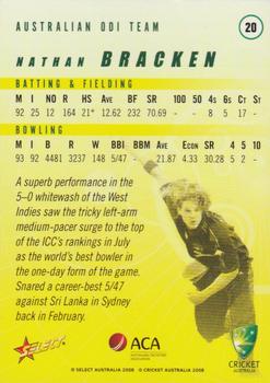 2008-09 Select Cricket Australia #20 Nathan Bracken Back