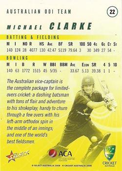 2008-09 Select Cricket Australia #22 Michael Clarke Back