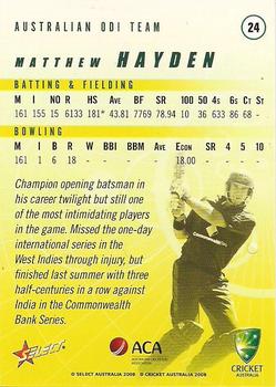 2008-09 Select Cricket Australia #24 Matthew Hayden Back