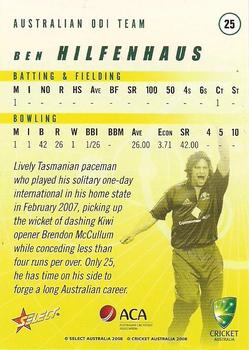 2008-09 Select Cricket Australia #25 Ben Hilfenhaus Back