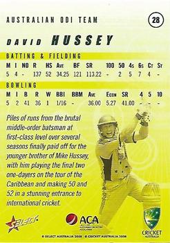 2008-09 Select Cricket Australia #28 David Hussey Back