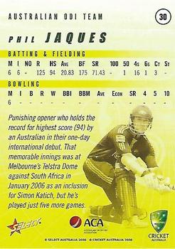 2008-09 Select Cricket Australia #30 Phil Jaques Back