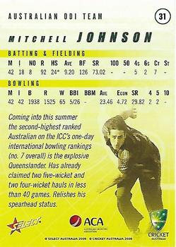 2008-09 Select Cricket Australia #31 Mitchell Johnson Back