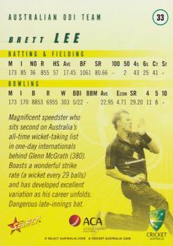 2008-09 Select Cricket Australia #33 Brett Lee Back