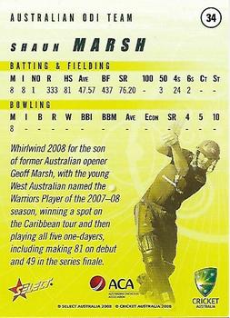 2008-09 Select Cricket Australia #34 Shaun Marsh Back