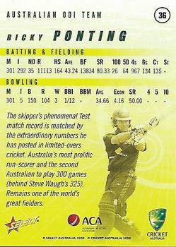 2008-09 Select Cricket Australia #36 Ricky Ponting Back