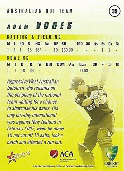 2008-09 Select Cricket Australia #39 Adam Voges Back
