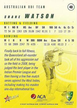 2008-09 Select Cricket Australia #40 Shane Watson Back