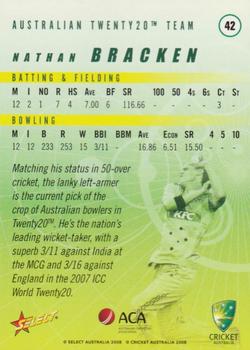 2008-09 Select Cricket Australia #42 Nathan Bracken Back