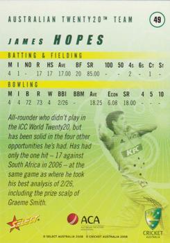 2008-09 Select Cricket Australia #49 James Hopes Back