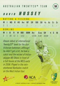 2008-09 Select Cricket Australia #50 David Hussey Back