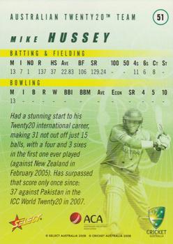 2008-09 Select Cricket Australia #51 Mike Hussey Back