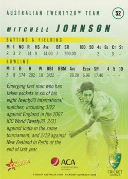 2008-09 Select Cricket Australia #52 Mitchell Johnson Back