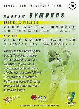 2008-09 Select Cricket Australia #58 Andrew Symonds Back