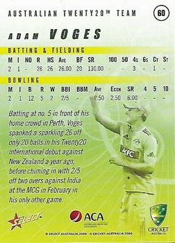 2008-09 Select Cricket Australia #60 Adam Voges Back