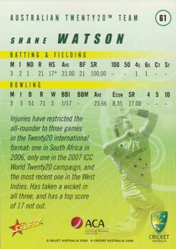 2008-09 Select Cricket Australia #61 Shane Watson Back