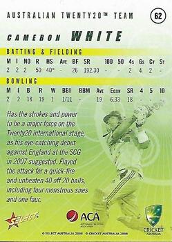 2008-09 Select Cricket Australia #62 Cameron White Back