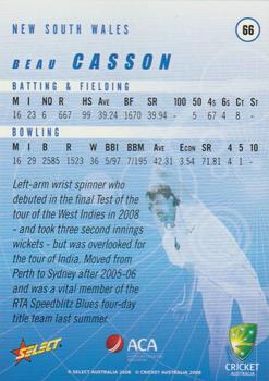 2008-09 Select Cricket Australia #66 Beau Casson Back