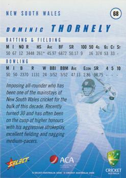 2008-09 Select Cricket Australia #68 Dominic Thornely Back