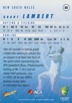 2008-09 Select Cricket Australia #69 Grant Lambert Back