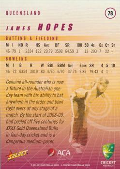 2008-09 Select Cricket Australia #78 James Hopes Back