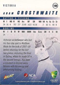 2008-09 Select Cricket Australia #100 Adam Crosthwaite Back