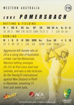 2008-09 Select Cricket Australia #115 Luke Pomersbach Back