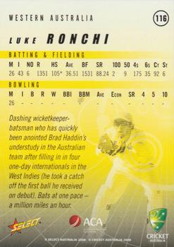 2008-09 Select Cricket Australia #116 Luke Ronchi Back