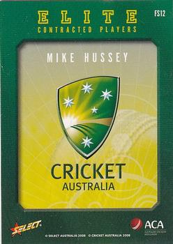2008-09 Select Cricket Australia - Cricket Australia Elite Contracted Players #FS12 Mike Hussey Back