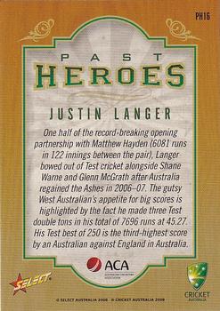 2008-09 Select Cricket Australia - Past Heroes #PH16 Justin Langer Back