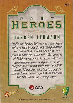 2008-09 Select Cricket Australia - Past Heroes #PH19 Darren Lehmann Back
