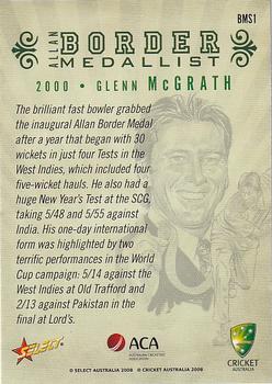 2008-09 Select Cricket Australia - Allan Border Medallist Sketch #BMS1 Glenn McGrath Back