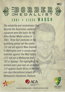 2008-09 Select Cricket Australia - Allan Border Medallist Sketch #BMS2 Steve Waugh Back