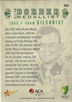 2008-09 Select Cricket Australia - Allan Border Medallist Sketch #BMS4 Adam Gilchrist Back