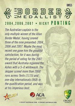 2008-09 Select Cricket Australia - Allan Border Medallist Sketch #BMS5 Ricky Ponting Back