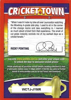 2008 Weet-Bix Cricket Town #NNO Ricky Ponting Back