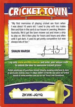 2008 Weet-Bix Cricket Town #NNO Shaun Marsh Back