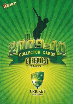 2009-10 Select #1 Checklist Front