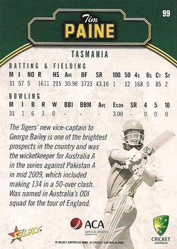 2009-10 Select #99 Tim Paine Back