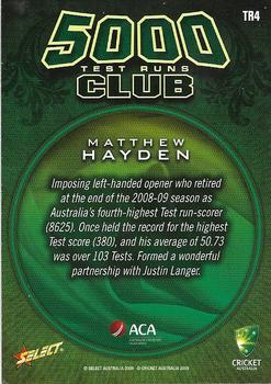 2009-10 Select - 5000 Test Runs Club #TR4 Matthew Hayden Back