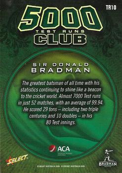 2009-10 Select - 5000 Test Runs Club #TR10 Sir Donald Bradman Back